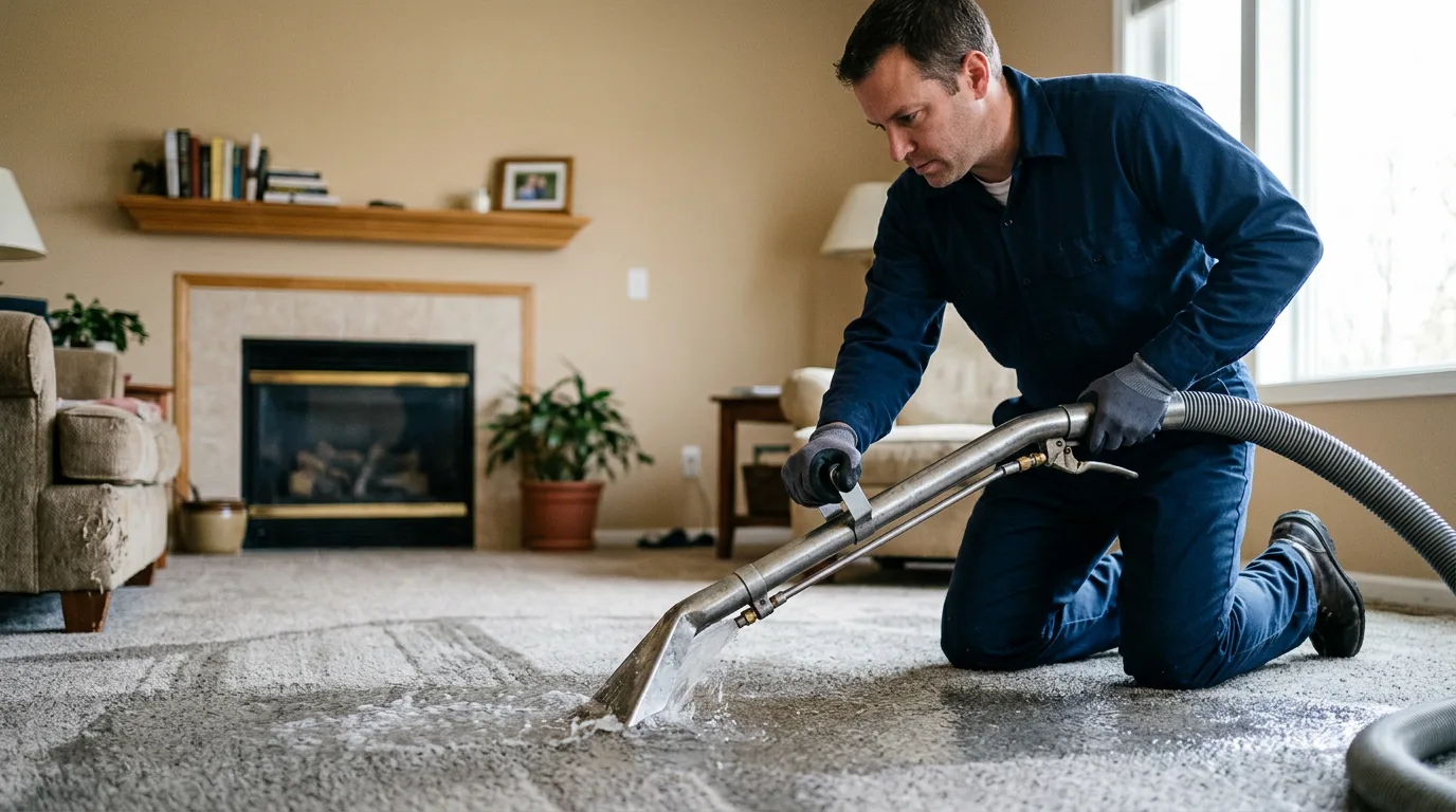 Water damage restoration technician working near Monroeville, OH